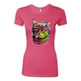 thumbnail image 2 of Wild Bobby, Cute Colorful Rainbow Cat Animal Lover Womens Slim Fit Junior Tee, Hot Pink, 2XL, 2 of 3