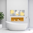 thumbnail image 4 of 3 Pieces Yellow Gray Bathroom Wall Art Prints Dahlia Flowers Relax Soak Unwind Signs on Rustic Wood Background Canvas Picture Stretched and Framed for Bedroom Living Room Ready to Hang, 4 of 6