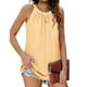 thumbnail image 1 of Camiseta sin mangas para mujer, ajuste holgado, cuello alto, informal, plisado, sin mangas, fluido, verano, top halter amarillo S, 1 of 6