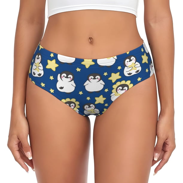 Balery Star Penguin Ropa Interior de Algodón para Mujer con Dibujo – Braguitas Cómodas y Elásticas, Estilo Clásico-Small