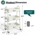 thumbnail image 6 of ZUNMOS 3 Tier Rolling Cart, Metal Utility Storage Cart with Lockable Wheels for Livingroom, Bathroom, Kitchen & Narrow Spaces, White, 6 of 9