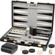 thumbnail image 1 of Set de backgammon Queensell de piel sintética negra de 38 x 24 cm con accesorios, 1 of 9