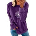 thumbnail image 4 of Elainilye Fashion Shirts for Women Round Neck Long Sleeve T-Shirt Printing Loose Sweatshirt Blouse Tops,Purple, 4 of 6