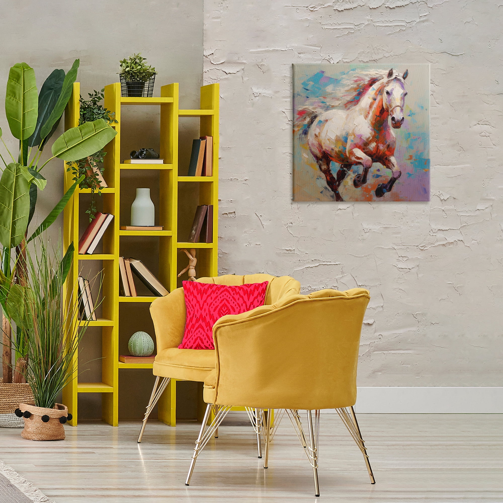 Stupell Industries Trotting Horse Abstraction Animals & Insects Painting Gallery Wrapped Canvas Art Print Wall Art, 24 x 24