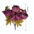 thumbnail image 2 of Ramo de flores de peonía artificial Oficina en casa Decoración floral falsa Boda Ramo de flores de seda, Morado seitruly HA7181-02B, 2 of 6