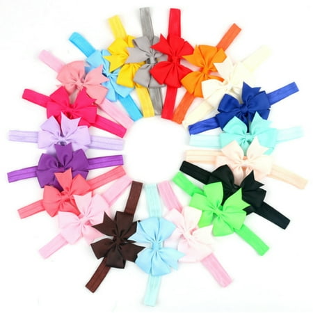- Tyzon 20 Pieces Girl Baby Girls Infant Boutique Wave Hair Flower Headband Hair Bow Band