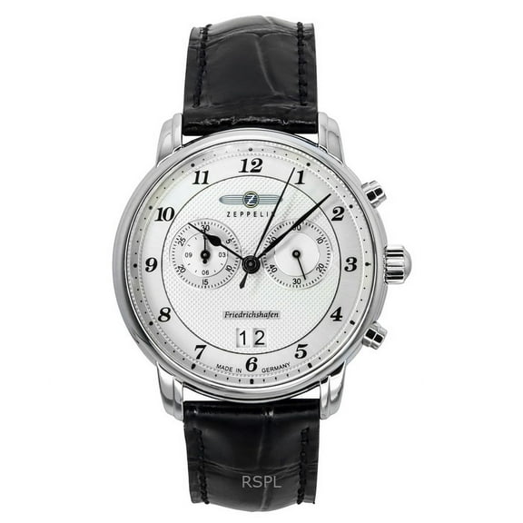 Zeppelin Friedrichshafen Leather Strap Silver Dial Quartz 85844 Men's Watch