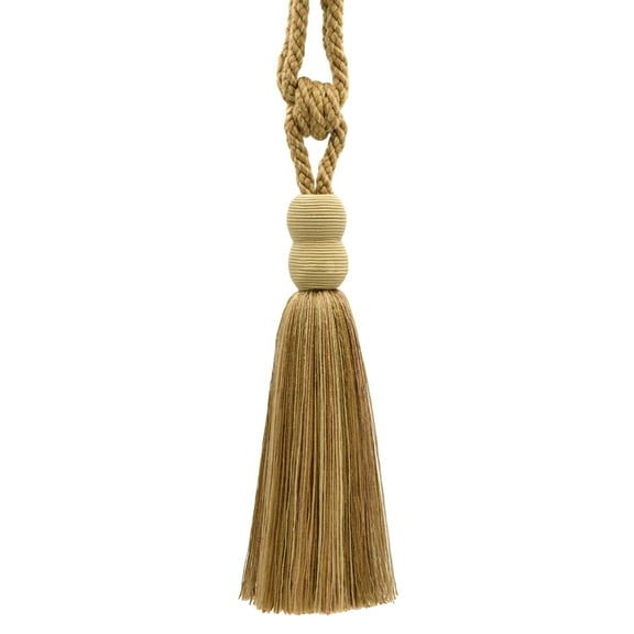 Contemporary,Modern / Camel Beige, Straw, Harvest Gold / Curtain and Drapery Tassel Tieback / 9 1/2 inch (24cm) Tassel / 30 inch (76cm)Spread (Embrace) / Style#: TBV9 / Color: VNT5 - Savanna Gold