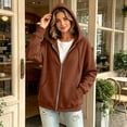 thumbnail image 6 of Zip Up Hoodie Women Long Sleeve Full Zipper Oversized Sweatshirt Comfy Travel Track Jacket Fall Clothes with Pockets,L, 6 of 8