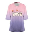 thumbnail image 4 of FDGIU Halloween Shirts for Women Women's Halloween Fashion Daily Printed V-neck Three Quarter Sleeve 3/4 Sleeve T-shirt Large Loose Top Spooky Season Graphic, 4 of 4