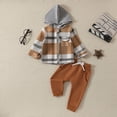 thumbnail image 4 of Gerichy Toddler Baby Boy Clothes Fall Winter Outfit, Toddler Baby Boy Fall Winter Outfit Vintage Plaid Hoodie Jacket Shirts Pants Set 2 Piece Sweatsuit Tracksuit, 4 of 8