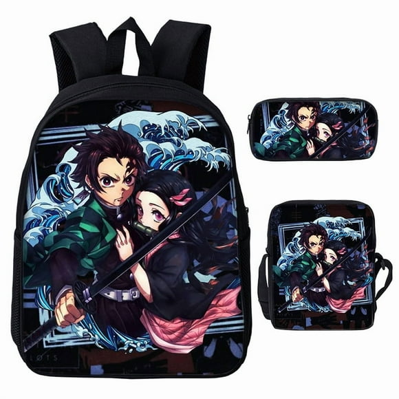 3D Demon Slayer Backpack Cartoon Backpack Three-Piece Printing