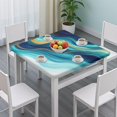 thumbnail image 3 of Blue and Gold Marble Shimmer Streaks Pattern Square Fitted Tablecloth with Elastic Edge,Square Table Cover,Washable Elastic Table Cover for Home Kitchen Party Decor 34"x34", 3 of 6