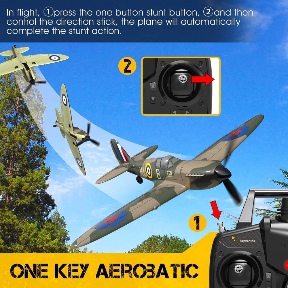 Roofworld RC Plane Spitfire Fighter RC-Fighter 4 CH Remote Control Airplane with Gyro System