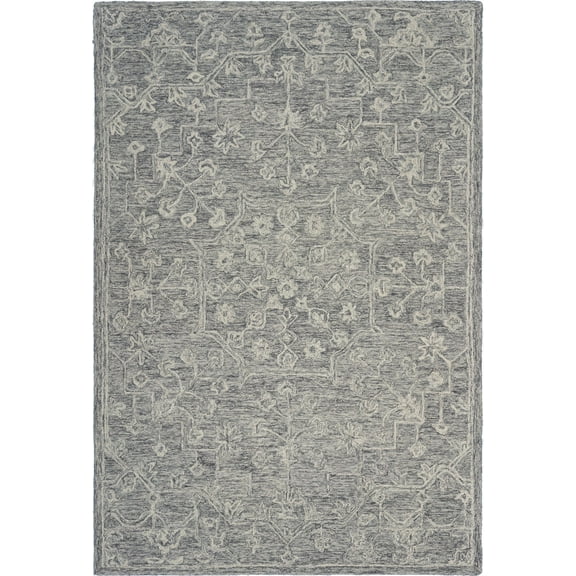 5’ x 7’ Gray Floral Finesse Area Rug