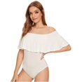 thumbnail image 2 of Women's Off The Shoulder Short Sleeve Ruffle Bodysuit, 2 of 5