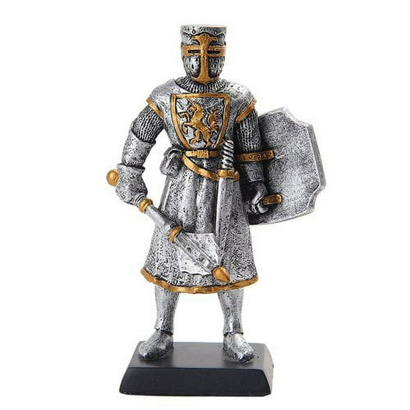 5 Inch Medieval Knight with Sword and Classic Shield Statue Figurine