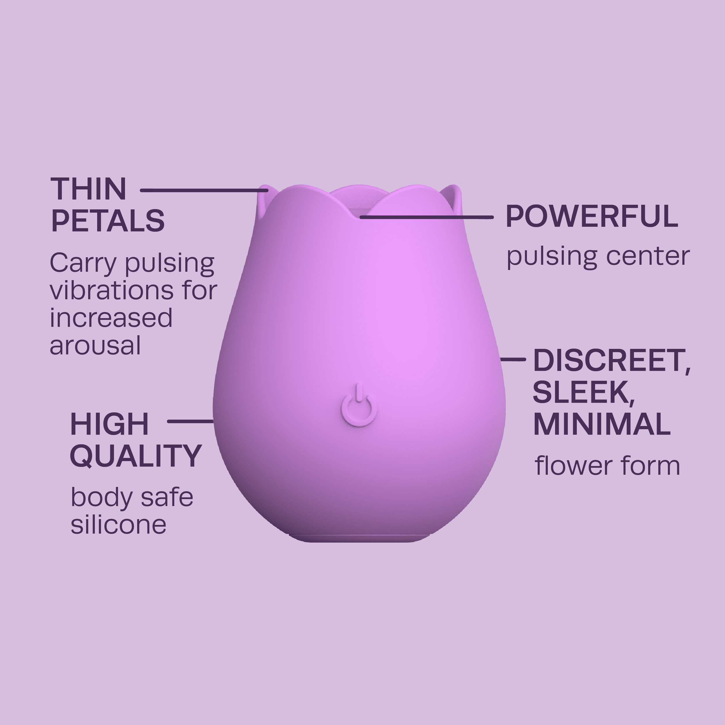 Cosmopolitan X plusOne 'Rose to the Top' Vibrator with Storage Bag, Magnetic Charging and USB Cable, Lavender