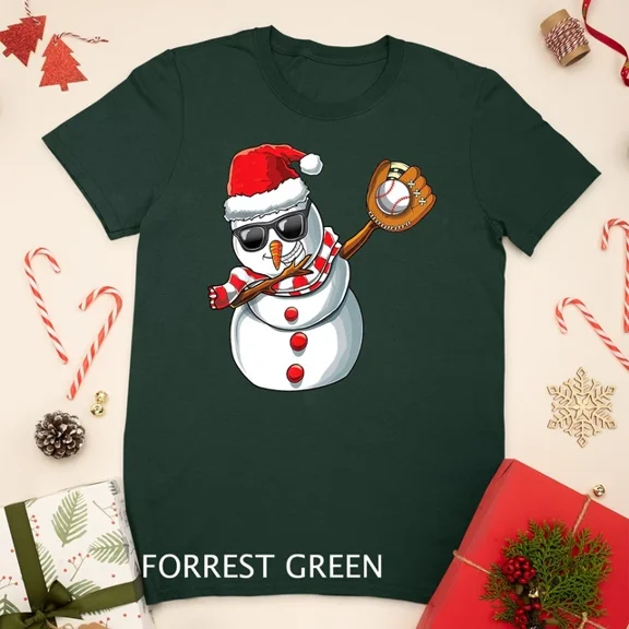 Kiraa Tee With Christmas Dabbing Snowman Dab Boys Baseball Softball Gift T-Shirt Unisex T-Shirt