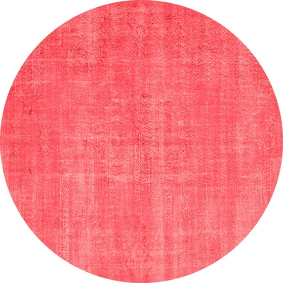 Ahgly Company Indoor Round Abstract Red Contemporary Area Rugs, 8' Round