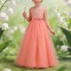 thumbnail image 5 of Vestido de Encaje Blanco de Manga Larga Cuadrado Cuello Girado Abajo Arco Falso Dos Piezas Vestido de Baile de Estudiantes Británicos para Niños Grandes 5-16 Años de Edad, 5 of 7