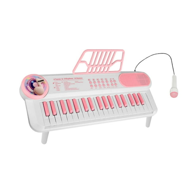 Teclado de electrónico con micrófono, 37 teclas, juguete musical, teclado de digital para niños de 3 a 6 años, regalo de cumpleaños Blanco