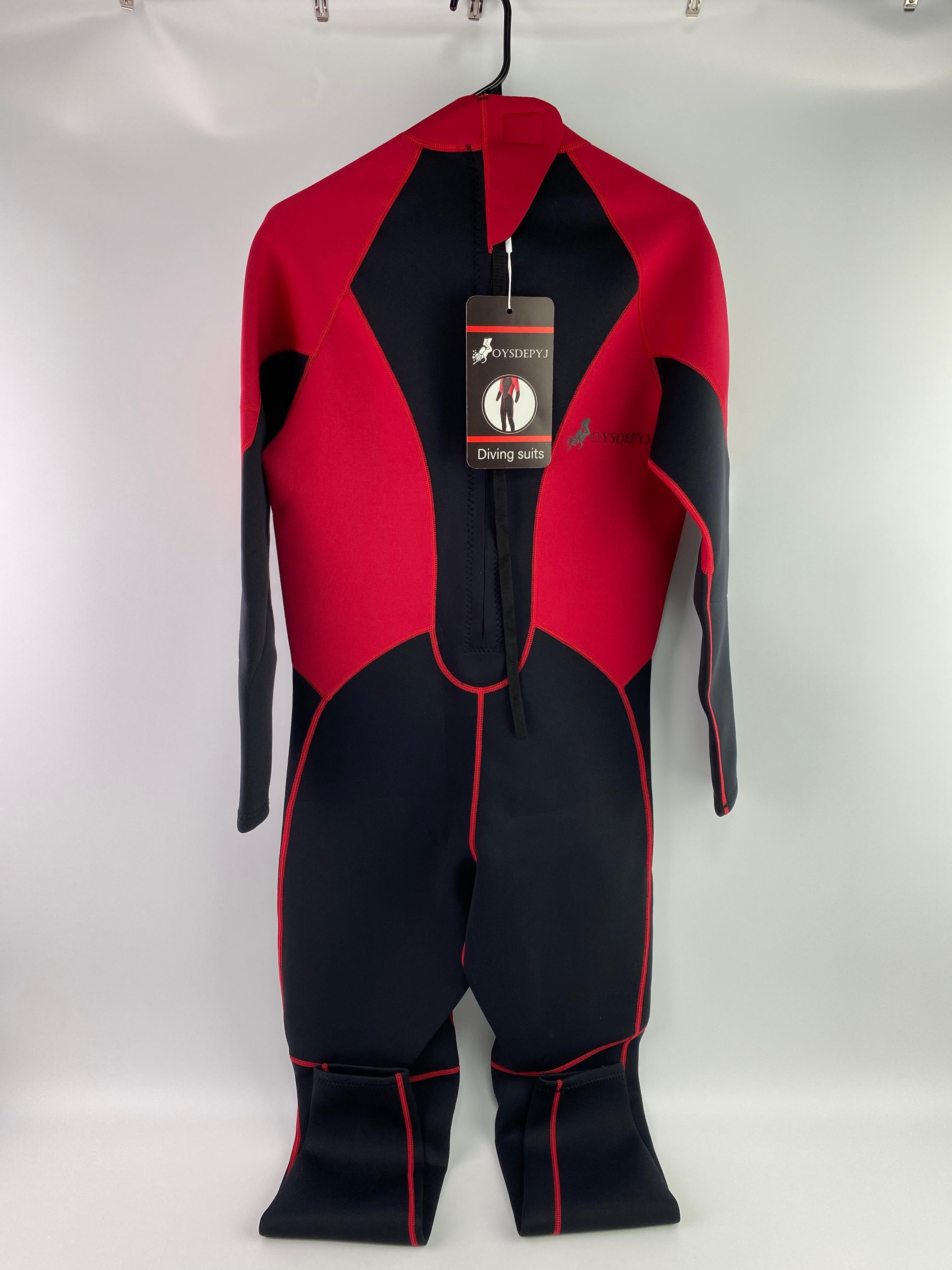 4dimensions フルスーツ 3mm ジャージ　ブラック/レッド Sbart Womens 3mm Wetsuit, Full Body Diving Suit Back Zip Wetsuit