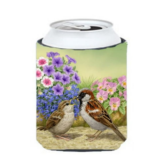 House Sparrows Feeding Time Can or Bottle Hugger