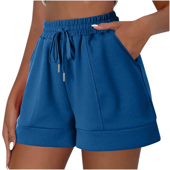 Comfy Shorts For Women Sevevn Women's Solid Color Casual Drawstring Sports Shorts With Pocket Womens Shorts Dressy Casual