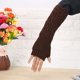 thumbnail image 5 of Women Knitted Acrylic Long Fingerless Thumbhole Warm Winter Fall Arm Gloves Coffee, 5 of 8