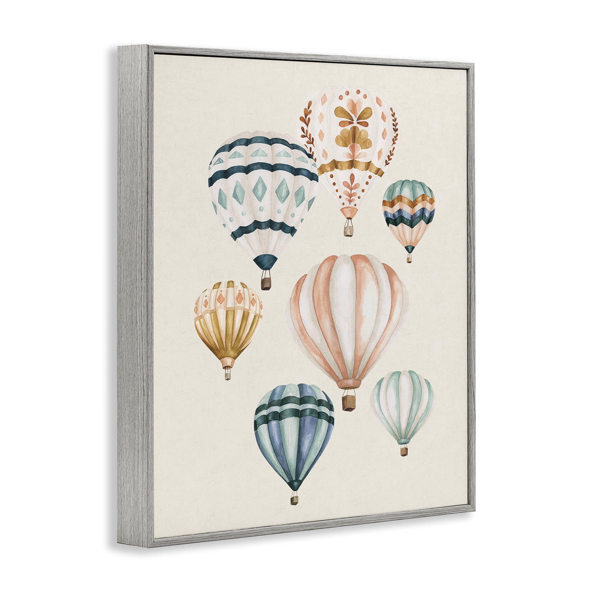 Stupell Industries Wanderlust Hot Air Balloons Gray Framed Giclee Art, design by Bethany Sandoval