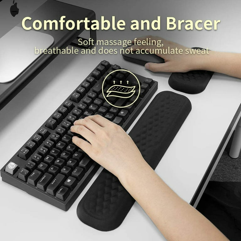 Aelfox Leather-Gel Keyboard Wrist Rest and Mouse Wrist Rest Set, Ergonomic  Wrist Support Mouse Pad Wrist Pad Relieve Wrist Pain for Full Size Gaming