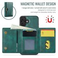 thumbnail image 5 of ELEHOLD Case for iPhone 16, Magnetic 2 in 1 Detachable Leather Wallet Case with Card Holder & Stand,Green, 5 of 6