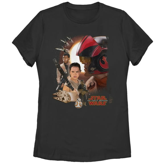 Women's Star Wars The Force Awakens Characters Graphic Tee Black Small