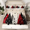 thumbnail image 2 of Feelyou Vintage Xmas Tree Full Size Sheets for Teens, Winter Christmas Snowflake Bed Sheets, Happy New Year Sheet Sets, Ultra Soft Bedroom Decor, 4pcs, 2 of 7