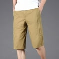 thumbnail image 2 of Sngxgn Men's Casual Shorts - Drawstring Summer Beach Stretch Shorts(Khaki,XXL), 2 of 3