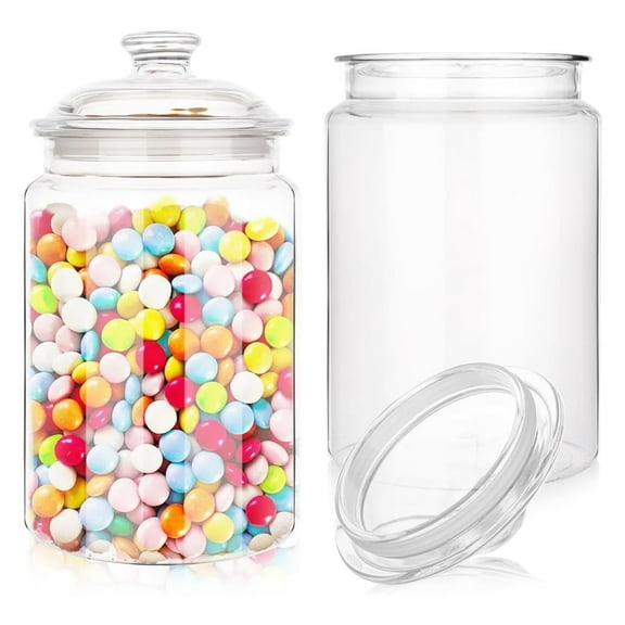 Triani 1Pcs Candy & Cookie Jar Plastic Jars with Lids 130oz Clear Acrylic Candy Jar Unbreakable for Vanity Cookie Candy Snack and Dried Foods DIY Gift