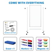 TACWILY 36x24 inch Rolling Whiteboard, Height Adjustable Magnetic Dry Erase Board with Circular Stand on Wheels