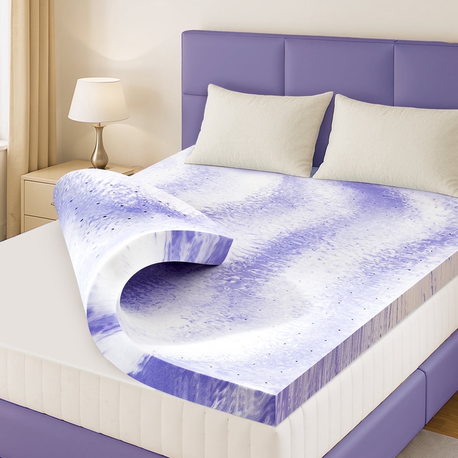 ELEMUSE 2 Inch Gel Memory Foam Mattress Topper Twin, Ventilated Soft Pressure Relieve Mattress Pad, Breathable Bed Topper, CertiPUR-US Certified