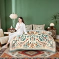 thumbnail image 4 of Erosebridal Teal Orange Mandala Bedding Comforter Set, Bohemian Exotic Style King Bedding Sets, Gray Reversible 7pcs, 4 of 6