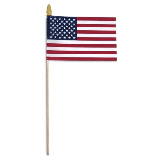 Super Tough 8x12 Inch US Stick Flags - 12 Pack With Wooden Spear Tips, Made In USA