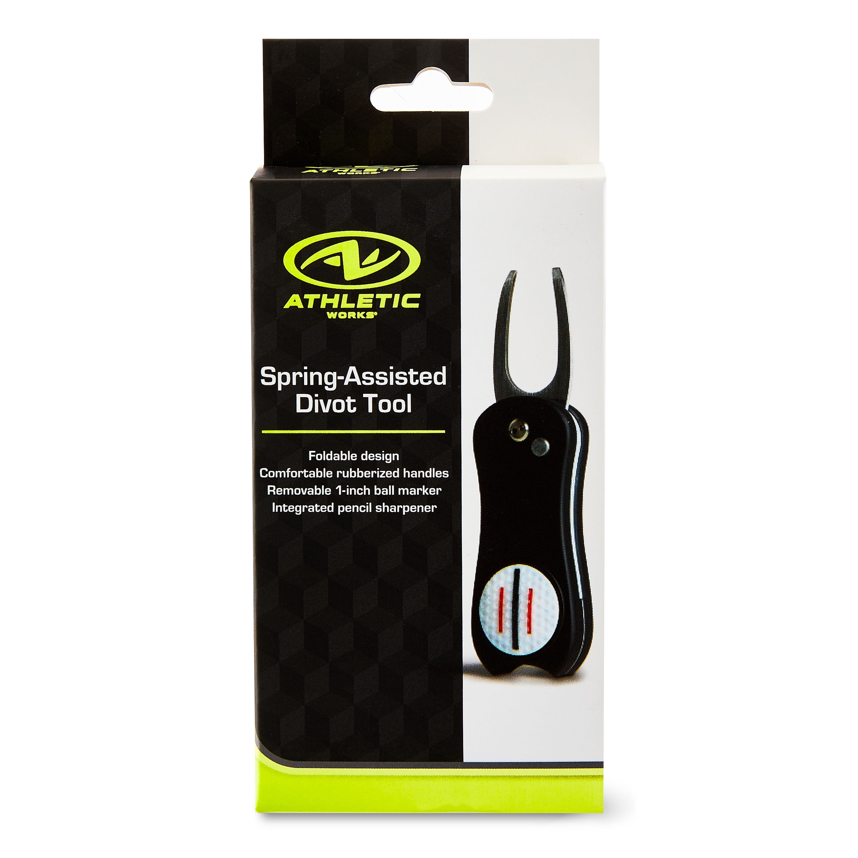 (2 pack) Athletic Works Spring-Assisted Golf Divot Tool with Magnetic Ball Marker – Foldable Golf Repair Tool for Men, Women & Teens