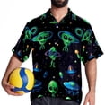 thumbnail image 4 of Alien Men's Short Sleeve Printed Button Down Hawaiian Beach Shirts, 4 of 6