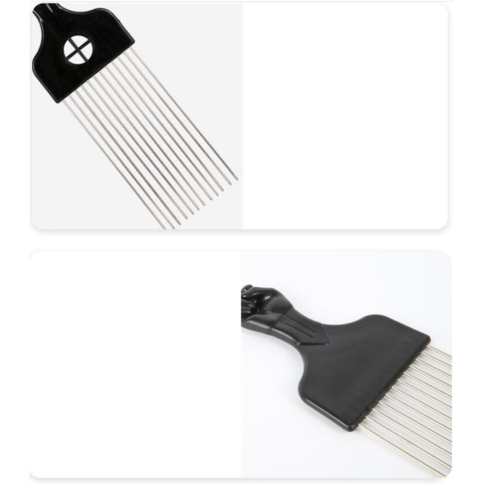 Edelstahl Afrokamm Set – 3 Stück, Für Lockiges & Afrikanisches Haar, Mit Schwarzem Griff