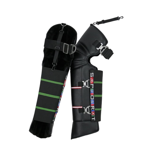 Almencla Motorcycle Leg Gaiter Ergonomic PU Leather Multipurpose Motorcycle Knee Pads steel buckle
