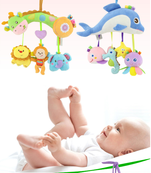 baby bed with hanging toys