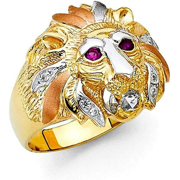 14k Tri Color Gold Cubic Zirconia Men's Gold Ring for Men's (TOP1412, 11)