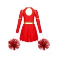 thumbnail image 2 of vastwit Kids Girls Cheer Leader Fancy Dress with Pom Poms Cheerleading Outfits Red 16, 2 of 7