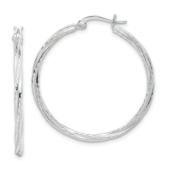 Primal Silver Sterling Silver Rhodium-plated Twisted Hoop Earrings