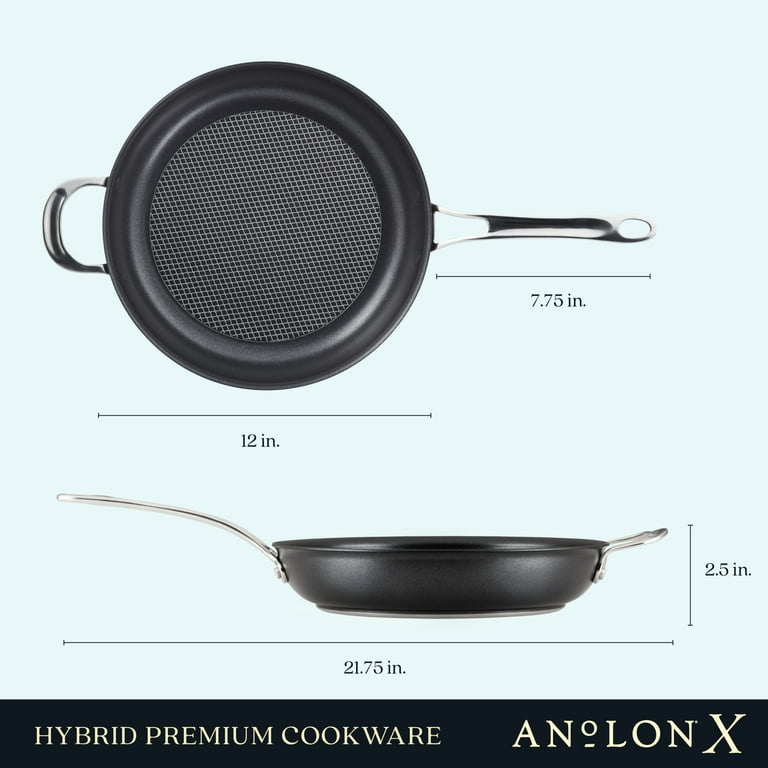 Hybrid Nonstick Induction Frying Pan With Helper Handle, 12-Inch, Super  Dark Gray